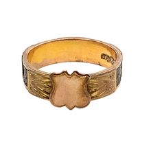 Victorian 9k Rose Gold Band stamped 9k, maker stamp is worn away. Mourning Ring / hair jewelry. Hand tooled details on gold. Ring size: 6.5 Dimensions: 5.2 - 7.9mm Weight: 2.09 Circa 1850-1890's Good preowned condition  All items are shipped signature required for our mutual protection. Jewelry Hand, Victorian Gold, Hair Rings, Rose Gold Band, Gold Band, Rings Statement, Gold Bands, Hair Jewelry, Gold Ring