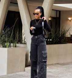 Put Together College Outfits, Good Friday Outfit Church Black, Simple Outfits To Recreate, Simple Outfit Black Women, Black Feminine Outfit Winter, Simple Outfit Ideas Black Women, Modest Fashion Outfits Christian Pants, Black Cargo Trousers Outfit, Good Friday Outfit Church