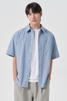 KOODING carries the latest 8seconds casual shirts. KOODING is the global leading shopping website in providing authentic Korean fashion, beauty and lifestyle items, including clothing, cosmetics, shoes, accessories, and bags in affordable, fast, easy, and safe way. Half Shirt Outfit Men, Sky Blue Outfit Men, Oversized Blue Shirt Outfit, Blue Shirt Outfit Men, Blue Outfit Men, Sky Blue Shirt, Sky Blue Outfit, Half Sleeve Shirt, Shirt Outfit Men