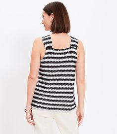 A pop of wanderlust-chic crochet perfects this go-with-the-flow structured knit top. V-neck double drawstring ties. Sleeveless. V-back. Lined.,Bullet1:23 1/4" long,Imported:Imported,Fit:Fit: Classic — follows your contours with a little room,Length:Length: Regular - hits below natural waist,Fabrication:Shell: 53% Cotton 46% Polyester 1% Spandex, Lining: 100% Polyester,Garment Care:Machine Washable Loft Petite Crochet V-Neck Top Size 2XL Black/White Combo Women's by Loft Size Petite - 2XL Black/W Sleeveless Textured Knit Top For Beach, Sleeveless Textured Knit Beach Top, Textured Knit Sleeveless Beach Top, Textured Knit Tops For Vacation, Chic Textured Knit Tops For Vacation, Sleeveless Textured Knit Top For Vacation, Casual Knit Tank Top With Crochet Trim, Casual Textured Knit Tank Top For The Beach, Casual Crochet Trim Knit Tank Top