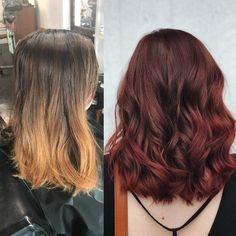 Brown To Copper Balayage, Brown Copper Balayage, Balayage Hair Copper, Videos Hairstyles, Deep Red Hair, Red Balayage Hair, Ruby Red Color, Copper Balayage