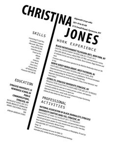 a black and white resume on a white background