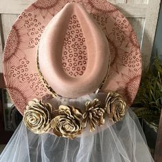 Customize Your Own Design for Your Special Occassion.weddingbachelorette Partybridalbaby Shower Designerbrandedgift - Etsy Custom Adjustable Wedding Hats, Handmade Pink Hat For Wedding, Handmade Pink Wedding Hat, Burnt Hat, Teal Leopard Print, Hand Burn, Cowgirl Style, Hat Band, Cowboy Hat