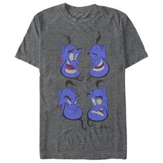 an image of cartoon character t - shirt with three faces on the front and one face in