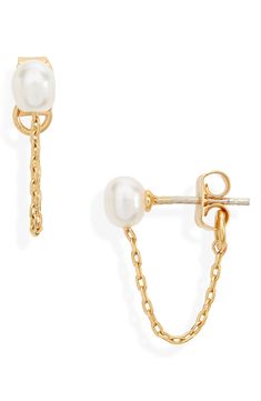 Madewell Freshwater Pearl Chain Stud Earrings available at #Nordstrom Preppy Jewelry, Freshwater Pearl Drop Earrings, Pearl Chain Necklace, Jewelry Accessories Ideas, Girly Jewelry, Pearl Stud Earrings, Pearl Chain, Jewelry Inspo, Dream Jewelry