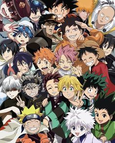 many different anime characters are grouped together