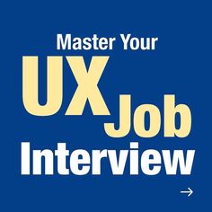 the ux job interview logo on a blue background