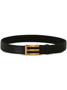 black calf leather logo-buckle detail gold-tone hardware buckle fastening punched holes adjustable fit Leather Belts With Gold-tone Rectangular Buckle, Black Belt Buckles With Gold-tone Hardware For Work, Designer Business Belts With Gold Buckle, Leather Belt Buckles With Gold-tone Hardware For Work, Classic Leather Belt Buckles With Gold-tone Hardware, Modern Leather Belt Buckles With Gold-tone Logo, Black Leather Belt Buckles With Gold-tone Hardware, Modern Belt Buckles With Gold-tone Logo For Formal Occasions, Black Leather Belts With Gold-tone Hardware