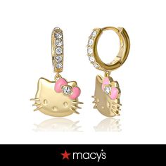 in stock Hello Kitty Christmas Gift Ideas, Hello Kitty Jewelry Gold, Gold Hello Kitty, Candy Advent Calendar, Beauty Stocking Stuffers, Bigfoot Gifts, Kitty Aesthetic, Baskets Ideas, Hello Kitty Earrings