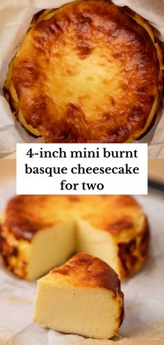 4-inch mini burnt basque cheesecake for two British Dessert Recipes, Healthyish Snacks, Burnt Basque Cheesecake Recipe, Cheesecake For Two, Basque Recipes, Basque Cheesecake Recipe, Crustless Cheesecake, Burnt Basque Cheesecake, Lifestyle Of A Foodie