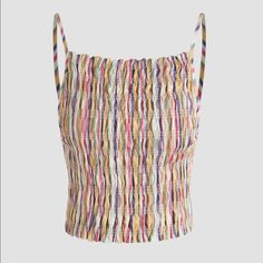 Super Cute And Flattering Smocked Rainbow Stripe Spaghetti Strap Cropped Tank Top With A Square Neckline And Slightly Low Back. Fits A Medium Size (Though It Is A Large, But Runs Small). Stretchy Fabric. Brand New, Never Been Worn Or Washed. Stored Nicely In A Pet And Smoke Free Home. I Always Ship My Sales Day Or Or Day After You Buy! Thanks For Checking Out My Closet And Have A Great Day. Multicolor Cami Top For Spring, Multicolor Cami Top For Summer, Multicolor Cami Tops For Beach, Multicolor Cami Top For Vacation, Trendy Multicolor Spaghetti Strap Tops, Multicolor Cami Tank Top For Day Out, Multicolor Spaghetti Strap Top For Day Out, Rainbow Spaghetti, Rainbow Tank Top