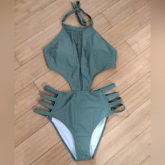 Tempt Me Women One Piece Mesh Swimsuit High Neck Halter Cutout Monokini Swimwear. ******Color Is More Of A Dull/Army Green Not The Bright Green On The Stock Photos****** Nwt Smoke Free Home All Sales Final Summer Beach Bodysuit With Cutout, Summer Cutout Bodysuit For Beach, Summer Cutout Bodysuit For The Beach, Green Halter Neck Bodysuit For Poolside, Cutout Halter Neck Tankini For Beachwear, Green Halter Neck Bodysuit For Beach, Beach Fitted Cutout One Piece, Summer Green Halter Neck Bodysuit, Green Halter Neck Bodysuit For Summer