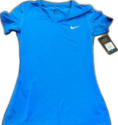 Blue Workout T-shirt For Spring, Sporty Blue Shirt, Blue Stretch Nike Tops, Nike Shirts Women's, Nike Running Shirt, Tech Women, Tops Nike, Nike Pro Women, Nike Dri Fit Shorts