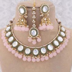 Gold Rodium Polish Pink and Majenta color Necklace in Metal Alloy studded with Kundan, Pearl Luxury Kundan Necklace With Pearl Pendant As Gift, Luxury Pink Kundan Necklaces, Luxury Pink Kundan Necklace, Maroon Necklace, Violet Necklace, Engagement Reception, Reception Lehenga, Color Necklace, Metal Necklace