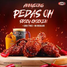 an advertisement for the annual pedas oh spicy chicken festival with chili fries and bbq