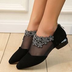 Category:Slip-Ons,Boots; Upper Materials:Faux Suede,Mesh; Embellishment:Lace,Flower; Season:Spring,Summer,Fall; Heel Type:Low Heel,Block Heel; Gender:Women's; Toe Shape:Pointed Toe; Type:Booties Ankle Boots; Style:Casual,Elegant,Minimalism; Heel Height(inch):1-2; Outsole Materials:Rubber; Occasion:Daily,Outdoor,Office; Closure Type:Zipper; Pattern:Solid Color,Solid Colored; Production mode:Self-produce; 2024 Trends:Sandals Boots Summer Boots,Ladies Shoes Valentines Gifts; Foot Length:; Foot Width:; Size chart date source:Provided by Supplier.; US Size:null; UK Size:14.5; EU Size:50 Summer Boots Ankle, Women's Slip Ons, Mode Tips, Summer Boots, Booties Ankle Boots, Zipper Heels, Heels Online, Trending Sandals, Summer Lace