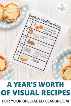 a year's worth of visual recipes for your special ed classroom - english muffin pizza