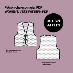 the front and back of a women's vest pattern