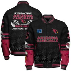 Arizona Cardinals NFL National Football Conference Unisex Varsity Jacket V12 VARSITY JACKET The varsity jacket is perfect for the ones who are looking for a statement outwear option to make a cool casual outfit. It is not only trendy but also a practical item to wear during the colder season. It is perfect for casual... Kansas City Chiefs Apparel, Chief Clothes, Sport Events, American Football League, Cardinals Nfl, Collar Leather Jacket, Women Camping, Collared Sweatshirt, Vintage Hoodies