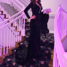 Very Good Condition Simple Mermaid Dress. Long Sleeves Worn Only Once Simple Mermaid Dress, Dress Long Sleeves, Black Velvet Dress, Mermaid Dress, Velvet Dress, Dress Long, Black Velvet, Colorful Dresses, Mermaid