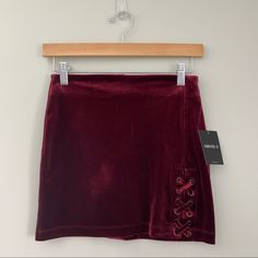 Selling Size Xs Never Worn Deep Red Velvet Mini Skirt With Tags Red Velvet Mini Skirt, Red Velvet Skirt, Deep Red Velvet, Green Floral Skirt, White Denim Skirt, Pink Mini Skirt, Green Mini Skirt, Velvet Mini Skirt, Bandage Skirt