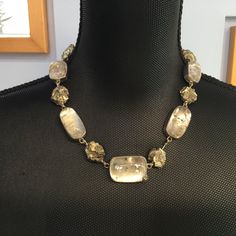 This Sterling Silver Base Necklace By Stephen Dweck Is A One Of A Kind. It Has Pieces Of Pyrite Interspersed With Rutilated Quartz. The Necklace Is Signed By Stephen And Dated. It Is 19 1/2" Long And The Largest Stone Measures Approximately 2 1/4" X 1". Elegant Yellow Gold Glass Jewelry, Gold Rectangular Faceted Necklace, Gold Faceted Rectangular Necklace, Vintage Silver Jewelry With High Luster, Silver Glass Gemstone Jewelry, Silver Glass Jewelry With Gemstone, Luxury Faceted Necklaces For Jewelry Making, Oval Jewelry With Natural Inclusions For Formal Occasions, Formal Oval Jewelry With Natural Inclusions