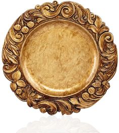 an image of a gold wood textured charger plate for sale on ebay