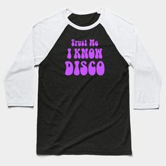 Big Ronnie knows Disco!!! -- Choose from our vast selection of Baseball T-Shirts to match with your favorite design to make the perfect custom graphic Baseball T-Shirt. Customize your color! Perfect for working out or casual wear for men and women. Black Graphic Tee With Sublimation Text Print, Black Graphic Tee With Text Print Sublimation, Black Graphic Tee With Text Print, Purple Letter Print T-shirt Fan Apparel, Purple Graphic Print Hip Hop Tops, Athletic Heather T-shirt With Letter Print For Streetwear, Retro Tri-blend Black T-shirt, Hip Hop Purple Top With Letter Print, Retro Black Tri-blend T-shirt