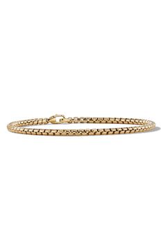 A boxy chain updated by the artful eye and skillful hand of David Yurman features sculptural links in a smooth texture. Push-clasp closure 18k gold Imported Collage Cutouts, Mens Bracelet Gold Jewelry, Jewelry Basics, David Yurman Mens, Gold Bracelet Simple, David Yurman Bracelet, 18k Gold Bracelet, Mens Gold Jewelry, Bracelet Box