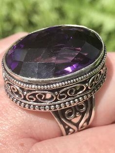 Large Amethyst Cocktail Ring Size 7.5 - Morganna’s Treasures Amethyst Cocktail Ring, Love Energy, Psychic Abilities, Inner Strength, Amethyst Ring, Ring Size 7, Cocktail Ring, Negative Energy, Purple Amethyst