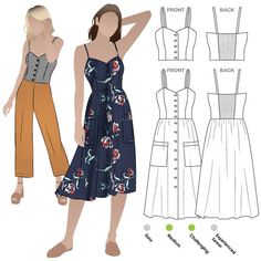 a women's dress and pants sewing pattern