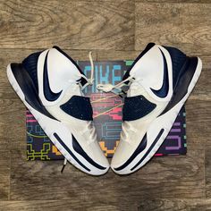 Nike Kyrie 6 Men’s 13 (White&Navy Team Edition), In Perfect Condition Never Worn. Casual Navy Basketball Shoes With Cushioned Footbed, Kyrie 6, Nike Kyrie, Nike White, Shoes Nike, White Nikes, Men's Nike, Size 13, White Blue