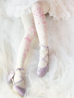 Lolita Sakura Printed Leggings Mori Kei Pastel Aesthetic Flowers Pantynose Stockings Tights Socks Accessories Pastel Aesthetic Flowers, Thigh Socks, Tights Socks, Mori Kei, Pink Cherry Blossom, Aesthetic Flowers, Pink Cherry, Stocking Tights, Pastel Aesthetic