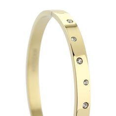 The BUBBLES BANGLE which is made of Gold plated Stainless steel with encrusted zirconias around. Tennis Bracelet, Gold Bangles, Jewelry Trends, Rhodium Plated, Necklace Set, Ear Cuff, Cubic Zirconia, Gold Necklace, Gold Plate