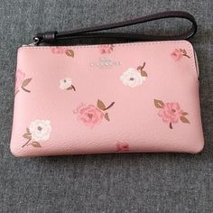 Nwt Coach Blush Floral Print With Silver Accents Wristlet. Pink Rectangular Feminine Wallet, Pink Feminine Rectangular Wallet, Pink Handheld Pouch For Everyday Use, Pink Feminine Wallet For Everyday Use, Pink Wristlet For Everyday Use In Spring, Feminine Pink Wallet For Everyday Use, Feminine Pink Wallets For Daily Use, Pink Feminine Wallet For Everyday, Pink Spring Wristlet