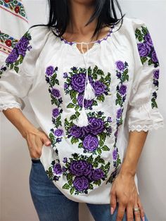 Folk embroidery blouse ♥ also in Oversized Flower embroidery Blouse ♥ Dimensions: S : Bust 96 cm / 38 "inch , Length 62 cm / 24" inch M: Bust 100cm / 39"inch , Length 62 cm / 24"inch L: Bust 110 cm/ 44"inch , Length 63 cm/ 25"inch XL: Bust 115 / 45"inch , Length 63 cm/ 25"inch XXL : Bust 120 / 47"inch, Length 63 cm/ 25"inch 3XL : Bust 125 / 49"inch, Length 63 cm / 25"inch 100% cotton You can maintain the brilliance of the colours and the beauty of the embroidery by washing in the washing machine Folk Embroidery, Cotton Gifts, Embroidery Blouse, Cotton Blouse, Flower Embroidery, Cotton Blouses, Embroidery Flowers, Special Gift, Womens Clothing Tops