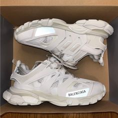 Size 10 W (Fits 8 Mens) Worn Once Original Box Extra Laces Retail: $1,050 Fast Shipping 100% Authentic Balenciaga Track Sneaker, Sports Couples, Couple Shoes, Balenciaga Track, Fashion Comfortable, Balenciaga Shoes, Breathable Sneakers, Sneakers For Men, Running Sports