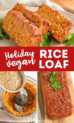 Vegan meatloaf Christmas dinner main course. Rice Loaf, Christmas Main Course, Meatloaf Recipes Healthy, Vegan Christmas Dinner, Christmas Main, Vegan Rice