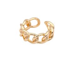 Stunning gold filled chunky chain link style ring. Adjustable Trendy Chain Rings In Metal, Trendy Metal Chain Rings, Gold Chain Link Ring Made Of Metal, Gold Metal Chain Link Ring, Trendy Chain Link Chain Ring As Gift, Trendy Metal Chain Link Ring, Elegant Chain Ring With Chunky Link, Gold Chain Link Ring With Adjustable Chain, Trendy Adjustable Chain Open Ring