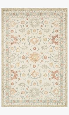 Loloi Norabel NOR-03 Ivory/Rust Area Rug Botanical Motifs, Hooked Wool, Loloi Rugs, Rug Direct, Decor Minimalist, Burke Decor, Contemporary Rugs, Contemporary Area Rugs, White Rug