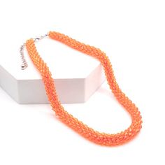 Orange Glass Beads 2.5 inch extender chain Adjustable Chain Necklace With Colorful Round Beads, Adjustable Beaded Chain Necklace With Round Beads, Multi-strand Beaded Chain Necklace Gift, Adjustable Multi-strand Beaded Chain Necklace, Adjustable Round Beads Chain Necklace For Party, Amber Beaded Jewelry For Party, Party Necklaces With Lobster Clasp And Round Beads, Multi-strand Glass Necklaces With Faceted Beads, Orange Spacer Beads