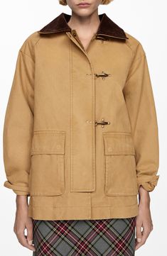 MANGO Corduroy Collar Parka Jacket | Nordstrom Brown Parka, Style Rut, Barn Jacket, Interview Style, Parka Women, Jean Large, Canvas Jacket, Jeans Mom, Street Style Trends