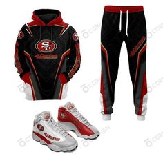 San Francisco 49ers Joggers - Hoodie - Air JD13 Sneakers available in T-shirt, hoodie, tank top, longsleeve, multi color and size S M L XL XXL 3XL 4XL 5XL. Shipping from the US. Easy 30 day return policy - Shop now! 6.1-ounce, 100% cotton .Double-needle neck, sleeves and hem; Roomy Unisex Fit. Ash is 99% cotton, 1% poly; Sport Grey is 90% cotton, 10% poly; Dark Heather is 50% cotton, 50% polyester .Decoration type: Digital Print. Made by Gildan Custom Jordan, Printed Joggers, Sports Running, San Francisco 49ers, Designer Sneakers, Unisex Design, Fashion Company, Pastel Pink, Types Of Shirts