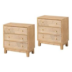 two small wooden drawers sitting next to each other