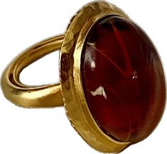 Gold Ring With Large Oval Cabochon Stone, Vintage Gold Dome Ring With Oval Cabochon, Gold Oval Ring With Large Stone, Gold Oval Dome Ring With Cabochon, Vintage Oval Ruby Ring In Gold, Vintage Amber Oval Ring, Antique Amber Oval Rings, Antique Oval Amber Ring, Vintage Gold Rings With Large Stone