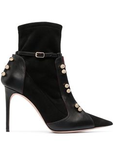 black calf leather gold-tone stud detailing decorative buckle detail pointed toe side zip fastening branded leather insole high stiletto heel ankle-length Pointed Ankle Boots, Ankle Boots Black, Flat Boots, Exclusive Fashion, Ballet Flat Shoes, Pump Sandals, Lady Dior, Black Ankle Boots, Boots Black