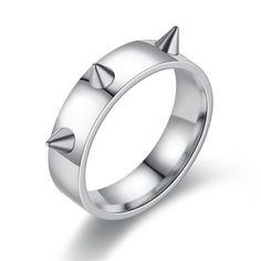 Metals Type: Stainless Steel Gender: Unisex Style: Hyperbole Shape\pattern: Geometric Surface Width: 4.5mm Setting Type: Tension Mount Fine or Fashion: Fashion Thorn Jewelry, Punk Style Men, America Fashion, Spike Ring, Rock Metal, Estilo Punk, Jewelry Model, Stainless Steel Ring, Titanium Rings