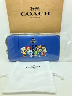 COACH X Peanuts Long Zip Around Wallet Snoopy Friends motif Blue Leather | eBay Casual Coach Wallet For Daily Use, Casual Coach Wallets For Daily Use, Blue Coach Wallets With Card Slots, Snoopy Friends, Kid Logic, Baby Movie, Blue Wallet, Coach New York, Latest Sneakers