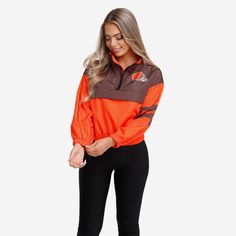 Cleveland Browns Womens Winning Play Windbreaker FOCO S - FOCO.com Cleveland Browns Outfit Woman, Logo Display, Brown Outfit, Cleveland Browns, Leave In, Team Spirit, Half Zip, Cleveland, Team Logo