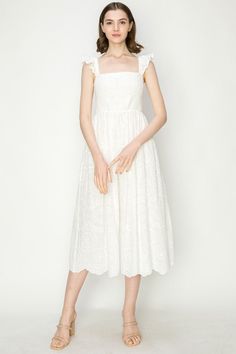 Feel fabulous in our Cape May Eyelet Midi Dress! Made from soft cotton, with delicate embroidered eyelets, this sleeveless dress features a smocked top and a convenient side pocket. Perfect for any graduate, bridal, or travel occasion, it's both comfortable and stylish. Plus, you can always carry your essentials with you. Dress to impress with this unique piece! Checkout our similar best selling dresses in Blue (the Chatham Midi Dress) and Pink (the Napa Midi Dress) also! Sleeveless Broderie Anglaise Midi Dress For Garden Party, Sleeveless Lace Dress With Smocked Back, Sleeveless Broderie Anglaise Midi Dress For Daywear, Elegant Sleeveless Eyelet Midi Dress, Sleeveless Lace Eyelet Dress, Sleeveless Eyelet Lace Dress, Eyelet Midi Dress, Barbour Women, Derby Day